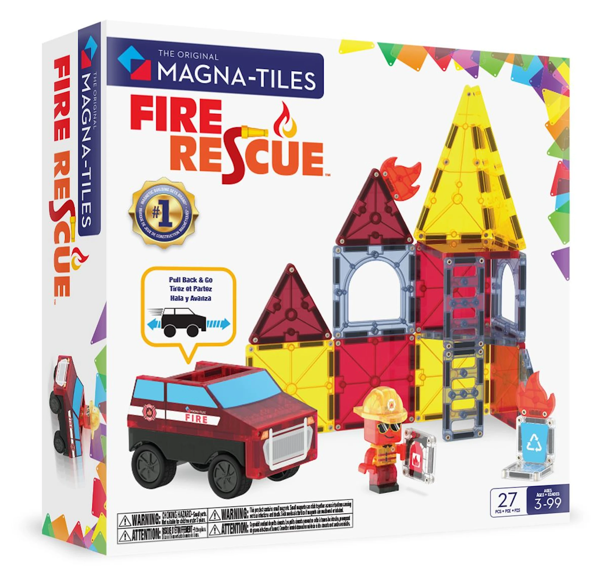 Produktbild för Magna-Tiles Brandräddning Magnetiska Byggklossar 27 Bitar
