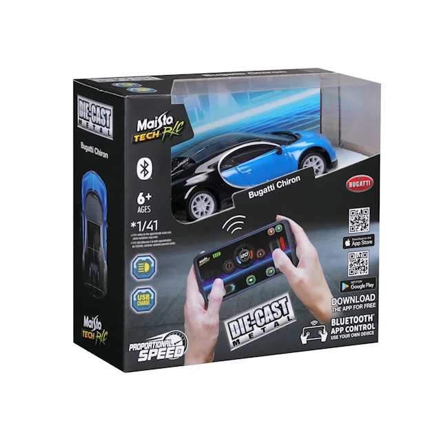 Produktbild 2 för Radiostyrd Bil 1:41 Mini Metal Die-Cast Bluetooth Rc Bugatti Chiron Maisto Tech