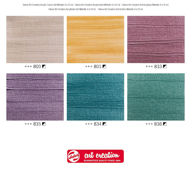 Tuotekuva 3 - Akryylivärit Metalliväri 12 ml 6-pack Talens Art Creation