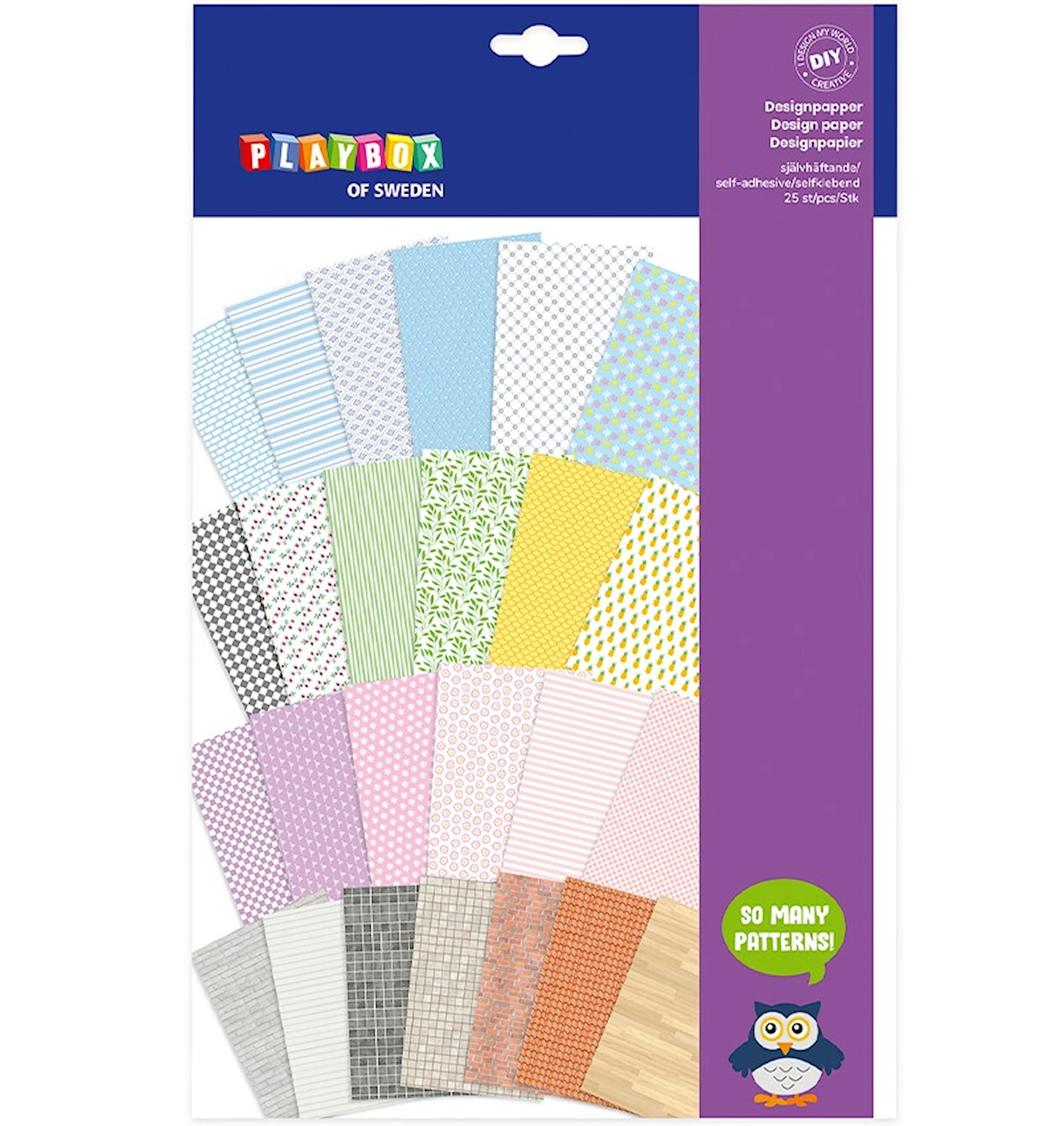 Produktbild för Designpapper självhäftande 25-pack Playbox