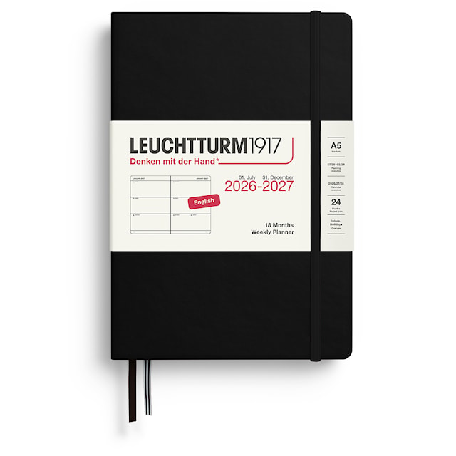 Produktbild 1 för Weekly Planner 18m 26-27 A5 Black Leuchtturm1917