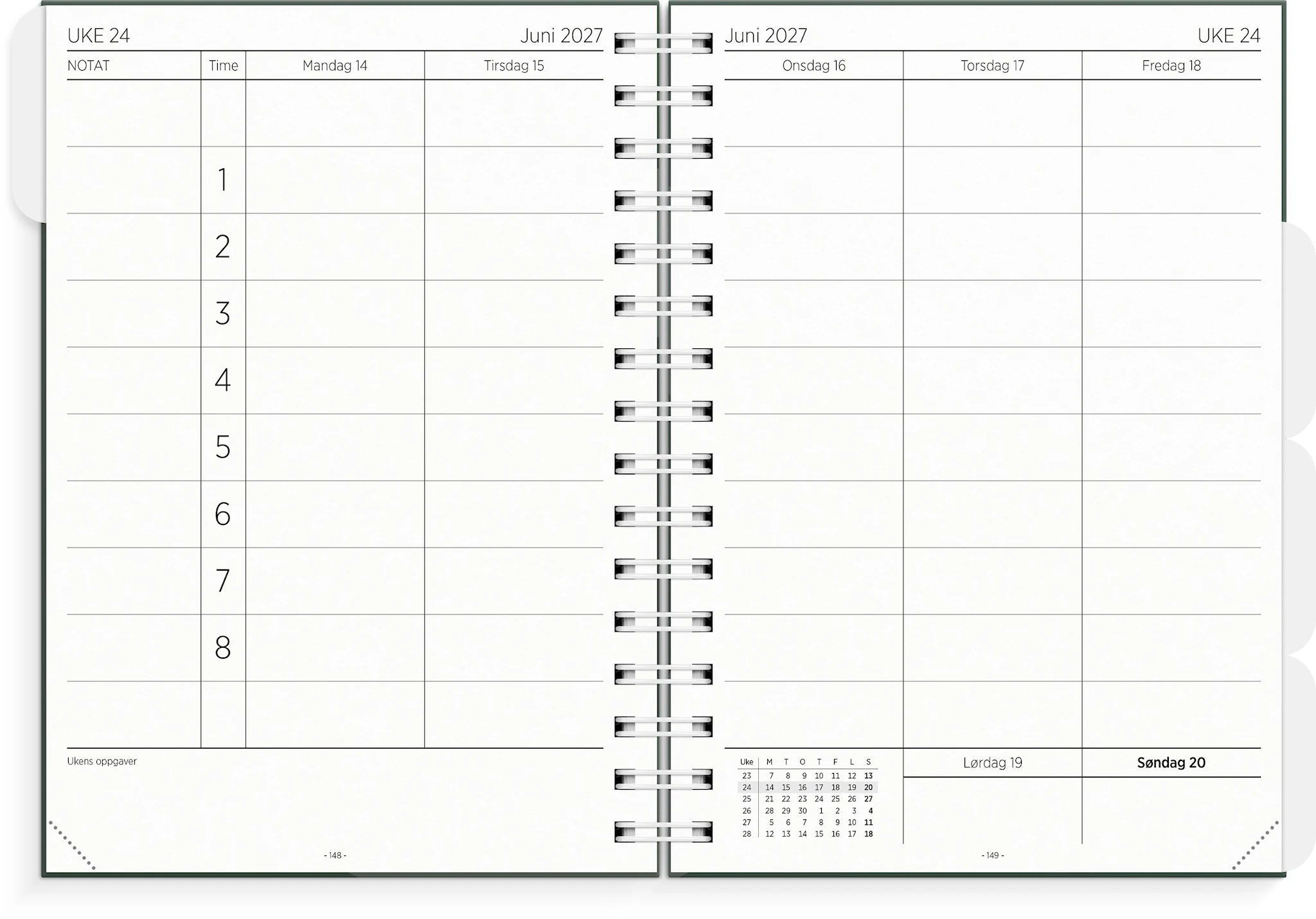 Produktbilde for Lærerkalender A5 Gr Skole 26/27 Grønn Grieg
