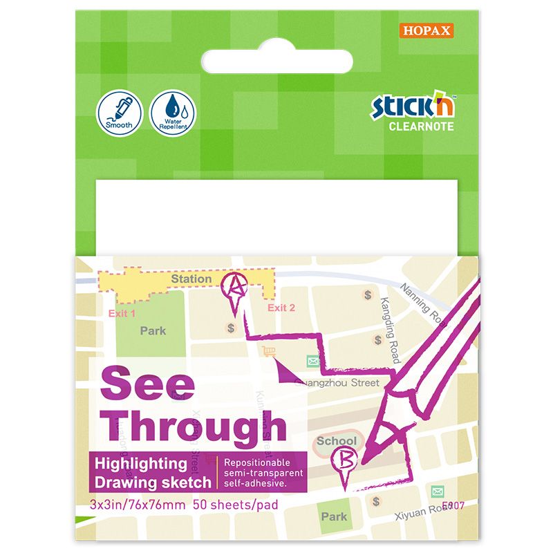 Clearnote Transparenta Notislappar 76x76mm 50 Blad Stick'n