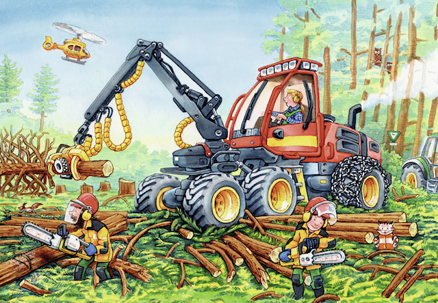 Produktbild 3 för Grävmaskiner Pussel 2x24 bitar Ravensburger