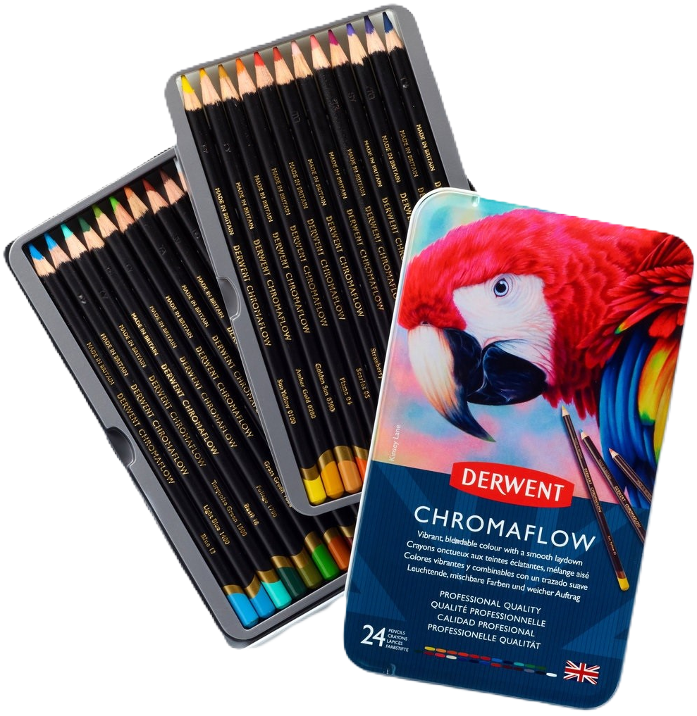 Färgpennor Mjuka Chromaflow i metalllåda 24-pack Derwent