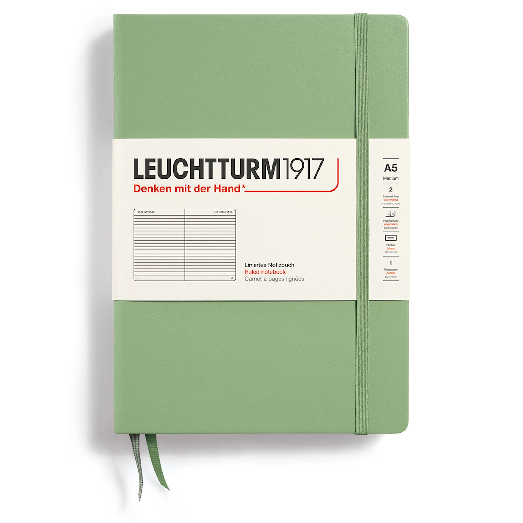 Tuotekuva ille Muistikirja A5 Kovakantinen Viivattu Salvia Leuchtturm1917