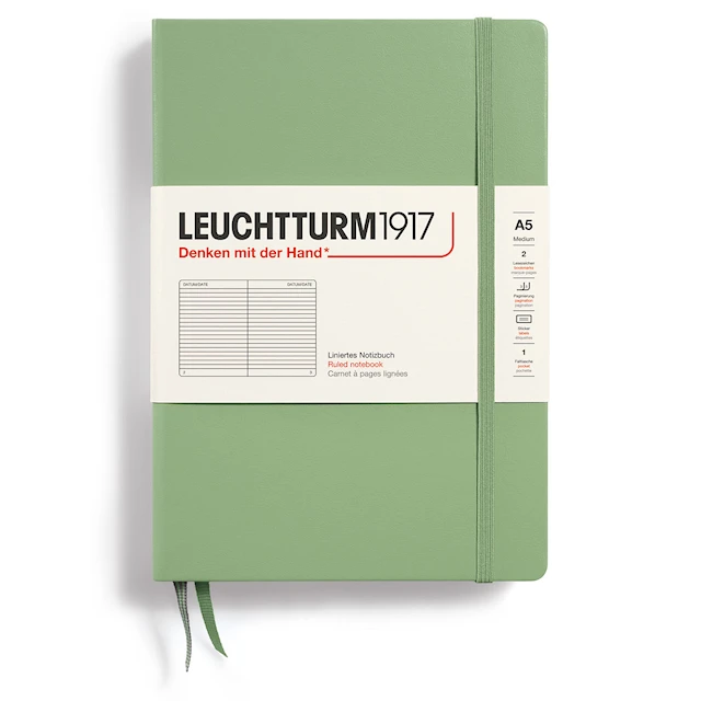 Muistikirja A5 Kovakantinen Viivattu Salvia Leuchtturm1917