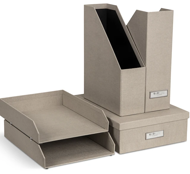 Stort förvaringsset för Kontoret Linen 5 delar Bigso Box of Sweden