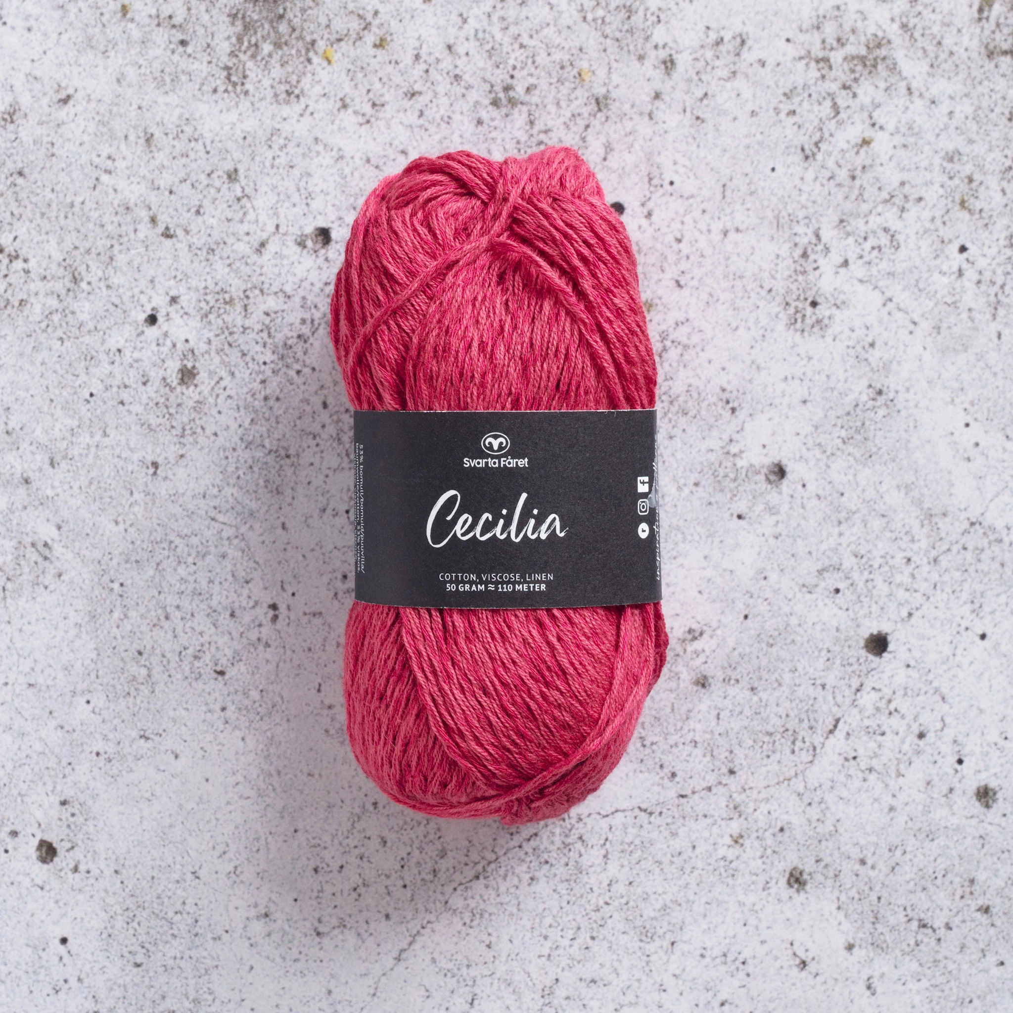 Produktbild för Cecilia Garn Lin- och bomullsmix 50 g Svarta Fåret