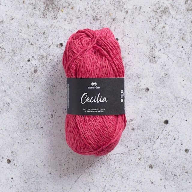 Cecilia Garn Lin- och bomullsmix 50 g hallonröd 45 Svarta Fåret