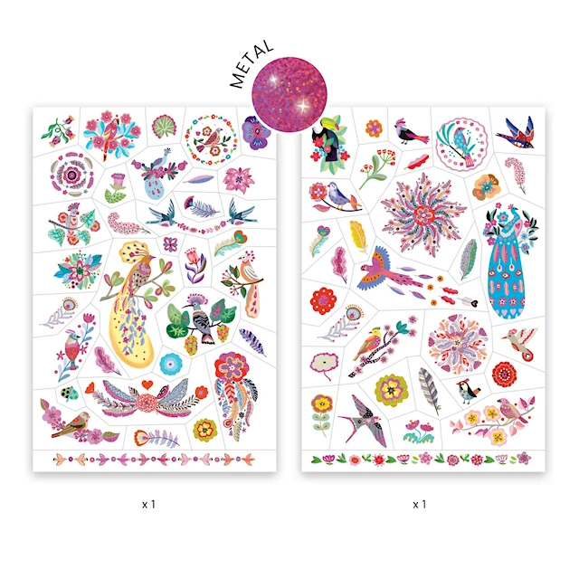 Djeco-tatuoinnit, kirkkaat linnut, 50 kpl
