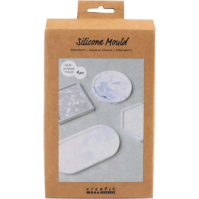 Silikonform för gjutning fyrkant, cirkel, sexkant och oval 9-11,2 cm 4-pack Creativ Company