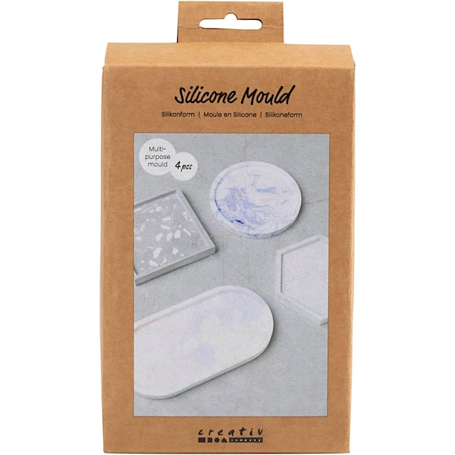 Produktbild 1 för Silikonform för gjutning fyrkant, cirkel, sexkant och oval 9-11,2 cm 4-pack Creativ Company