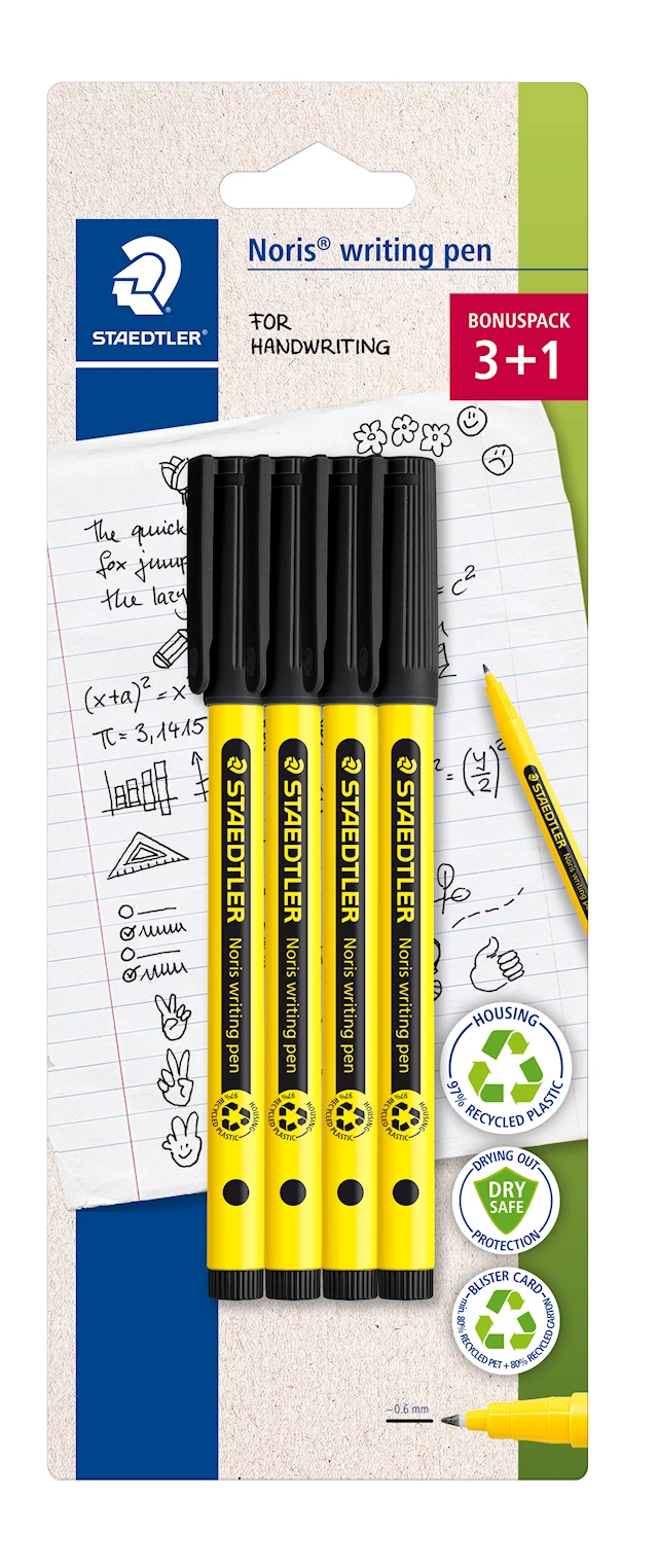 Noris Fineliner Writing Musta 4-pack Staedtler