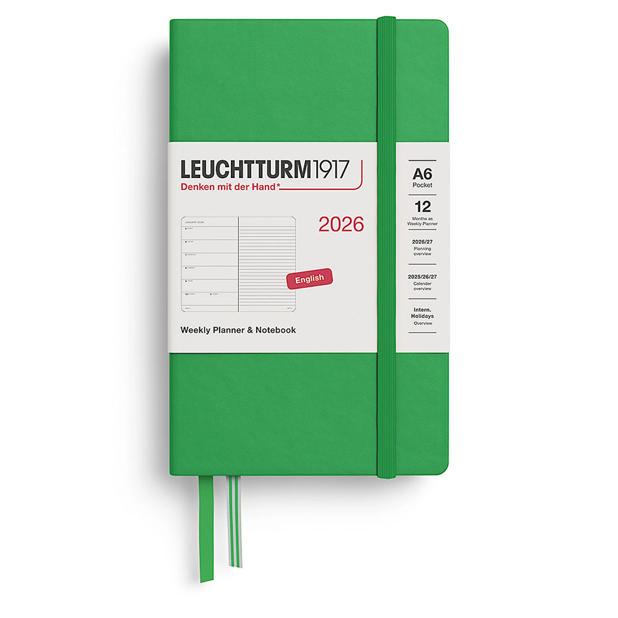 Tuotekuva ille Weekly Planner & Notebook 2026 A6 Spring Leaf Leuchtturm1917