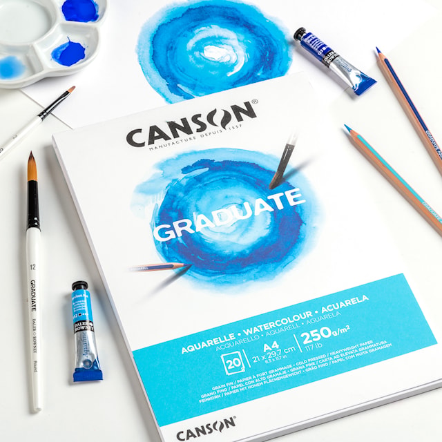 Tuotekuva 2 - Vesiväripaperi A4-lohko 20 arkkia 250g, Canson Graduate