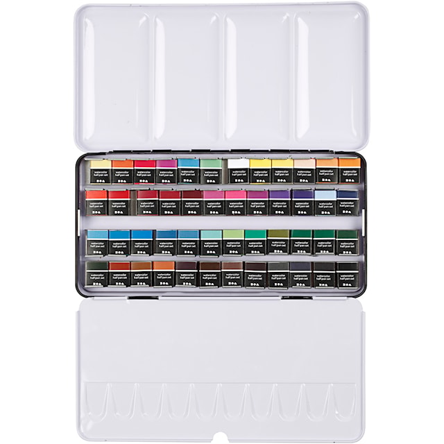 Produktbilde 2 for Art Akvarellfarger, ½-pan, str. 10x15x20 mm, standardfarger, 48 farge/ 1 pk.