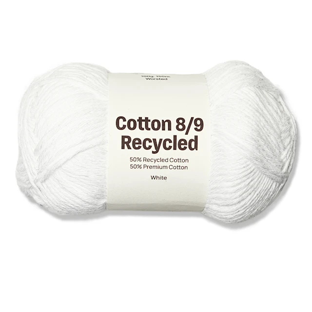 Cotton 8/9 Garn 100g Recycled White  A827 Adlibris