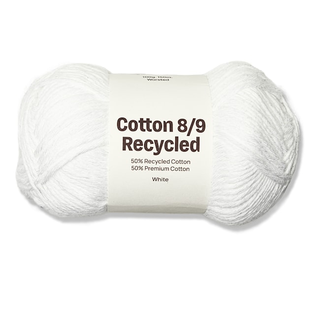 Cotton 8/9 Garn 100g Recycled White  A827 Adlibris