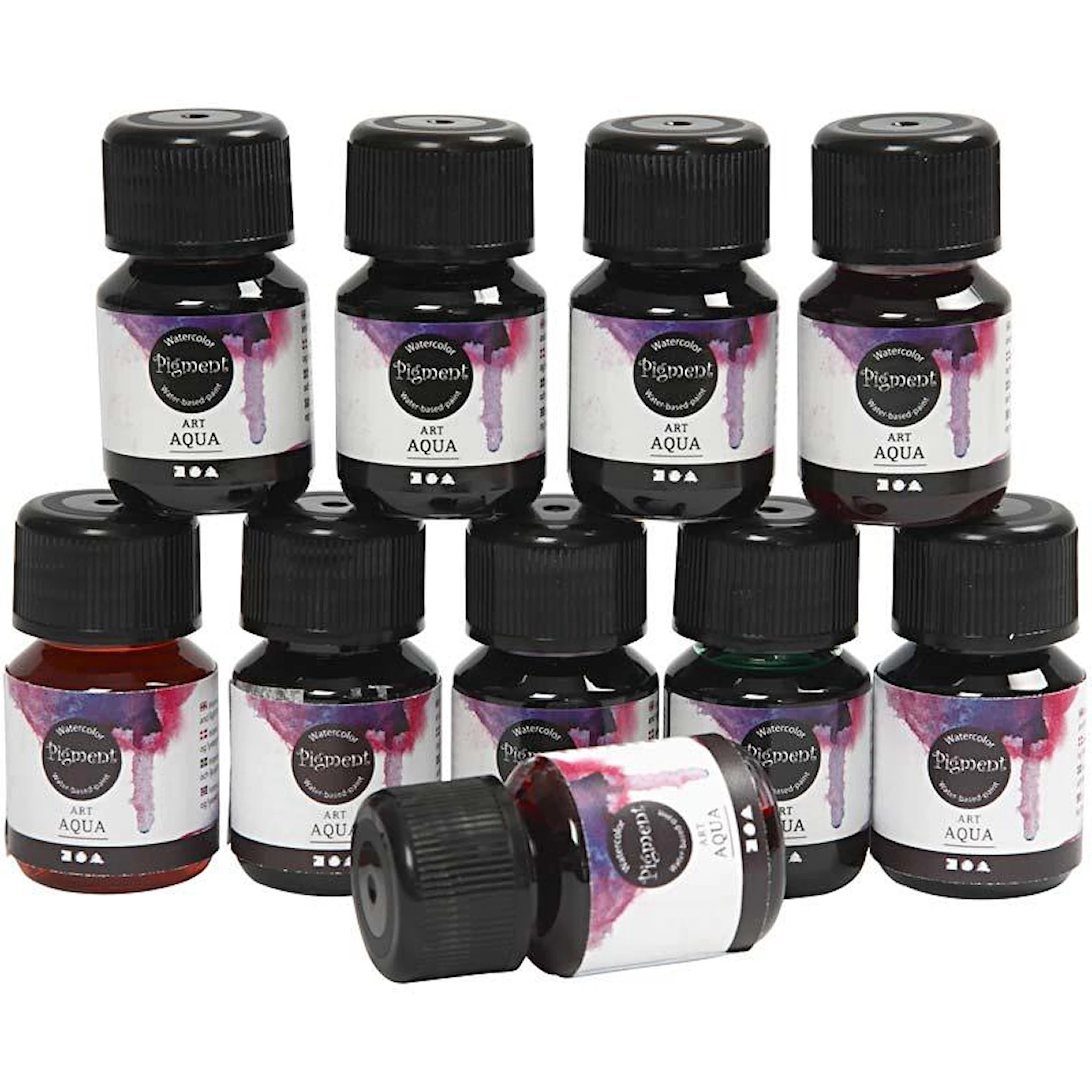 Produktbilde for Flytende Akvarellmaling, ass. farger, 10x30 ml/ 1 pk.