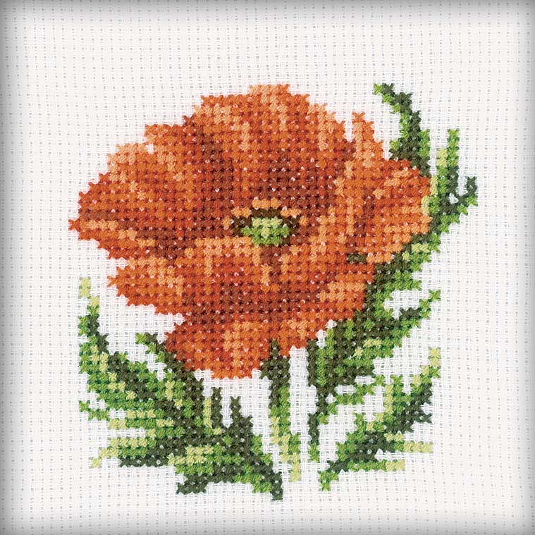 Kirjontapaketti unikko 10x10 cm RTO