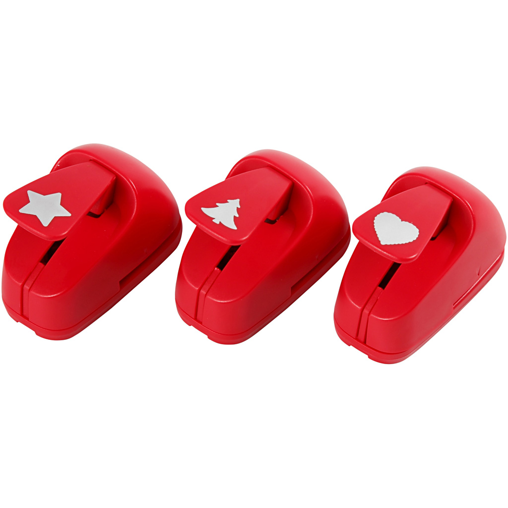 Figurstans Julmotiv stjärna, hjärta, julgran 16 mm 3-pack