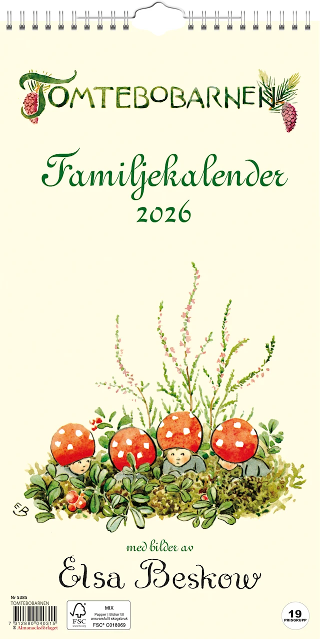 Väggkalender Tomtebobarnen 2026 Almanacksförlaget