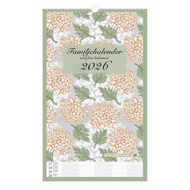 Familjekalender Vägg 2026 Graphic Romance Paperstyle