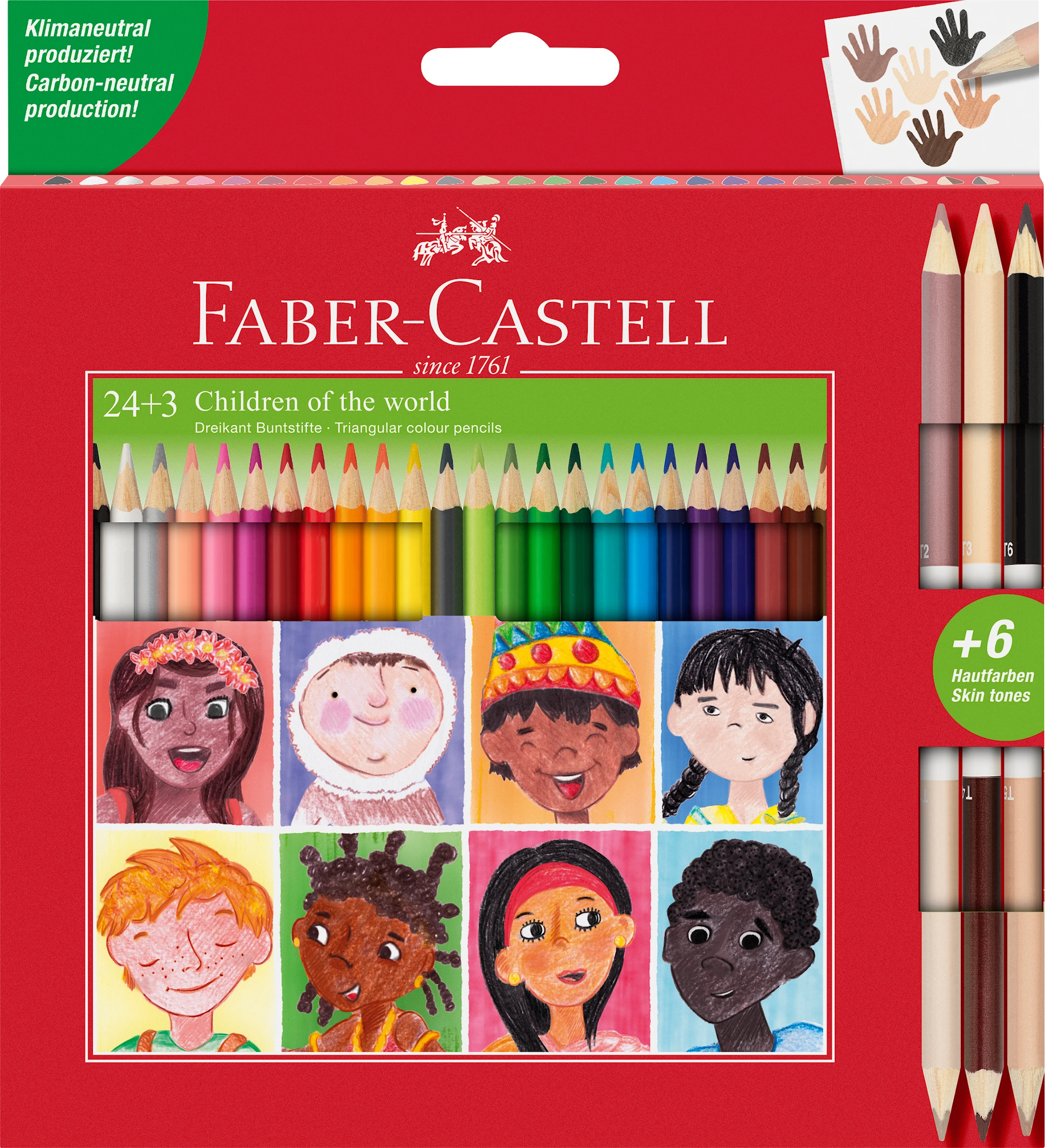 Produktbilde for Triangulære fargeblyanter 24 farger + 6 Skintones Faber-Castell