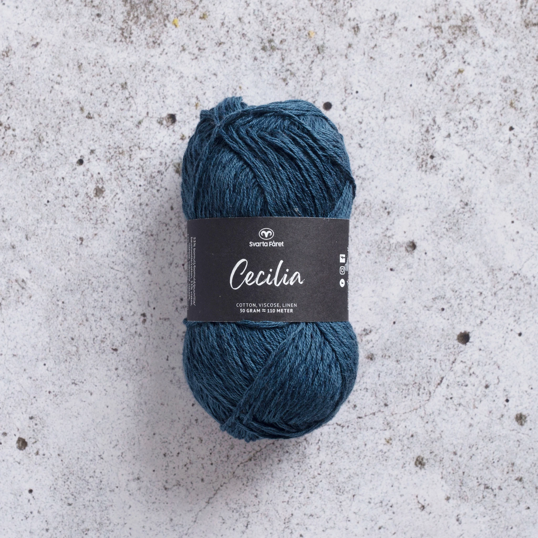 Produktbild för Cecilia Garn Lin- och bomullsmix 50 g Svarta Fåret