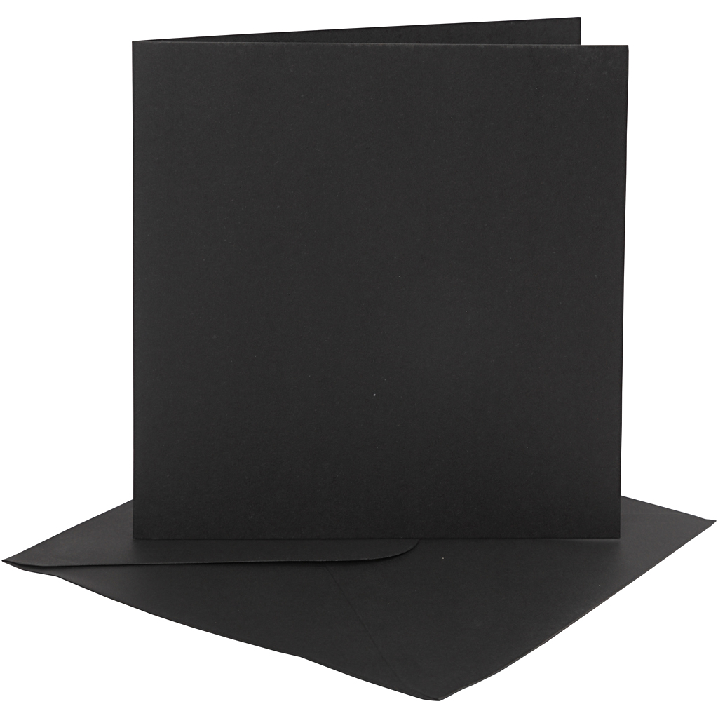Kort och Kuvert Svart 15,2x15,2 cm 4-pack