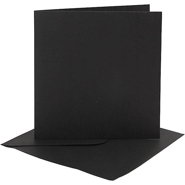 Kort och Kuvert Svart 15,2x15,2 cm 4-pack