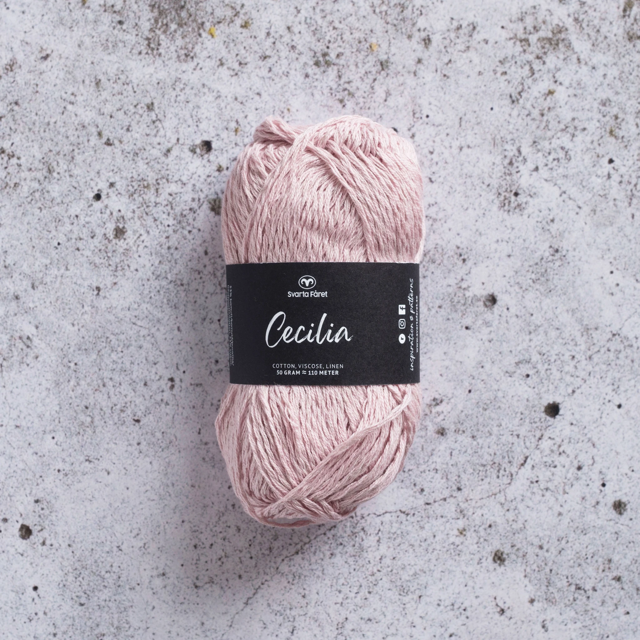 Produktbild för Cecilia Garn Lin- och bomullsmix 50 g Svarta Fåret