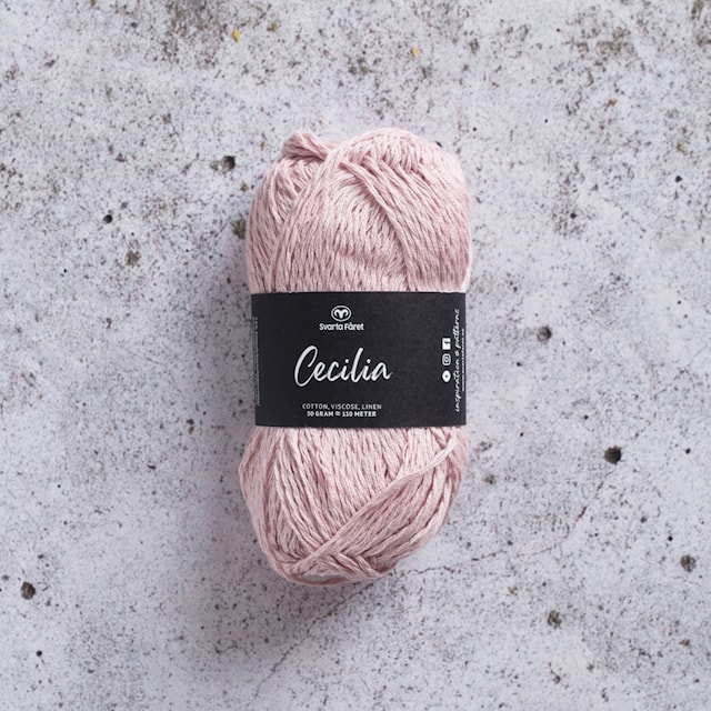 Cecilia Lanka Pellava- ja Puuvillasekoite 50 g Puuteriroosa Svarta Fåret