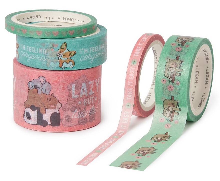 Washitejp Cute Animals 5-pack Tape by Tape Legami