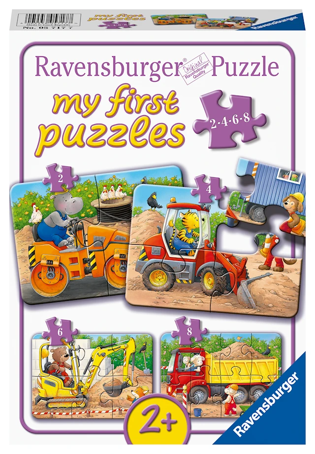 Construction Site Animals Pussel 2/4/6/8 bitar, Ravensburger
