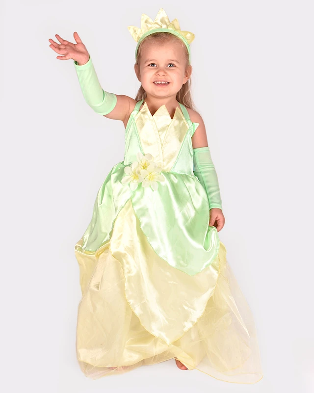 Naamiaisasu Prinsessa Tiana 98-104 cm Den Goda Fen