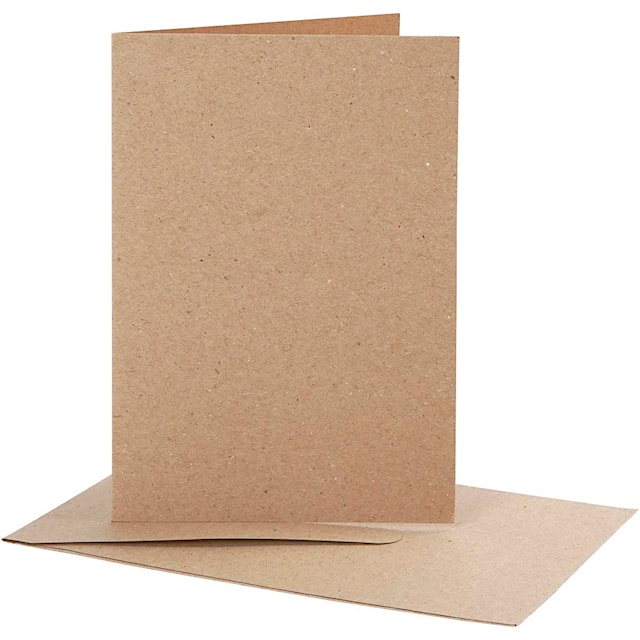 Produktbilde 1 for Brevkort med konvolutt, kort str. 10,5x15 cm, konvolutt str. 11,5x16,5 cm, natur, 10 sett/ 1 pk.