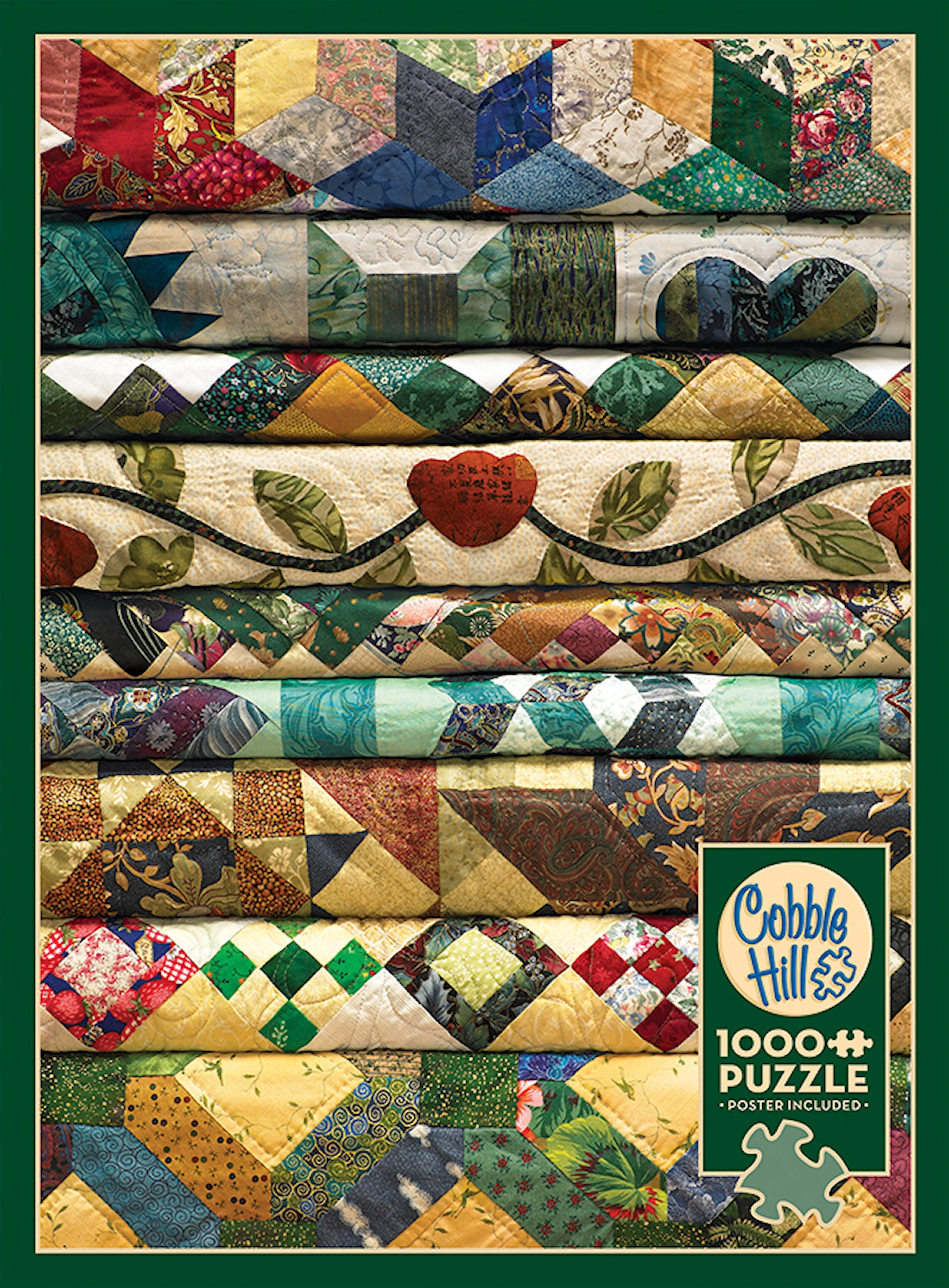 Produktbild för Pussel Grandma's Quilts Random Cut - 1000 bitar, Cobble Hill