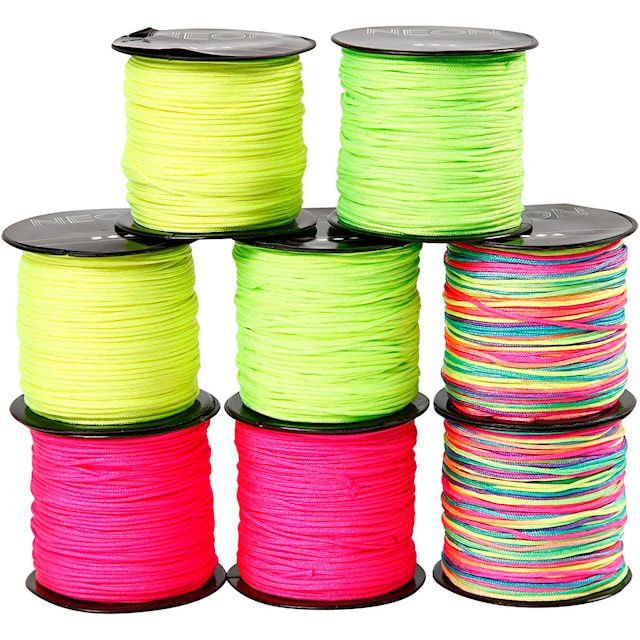 Tuotekuva 3 - Makrameenyöri, paksuus 1 mm, neonvihreä, neonpinkki, neonkeltainen, neonmix, 8x28 m/ 1 pkt