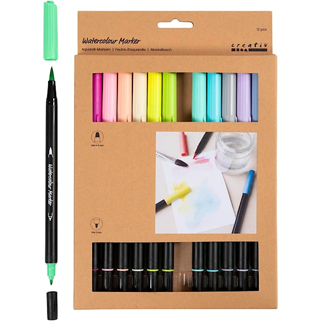 Akvarellpenna Pastell Mixade Färger 12-pack Creativ Company