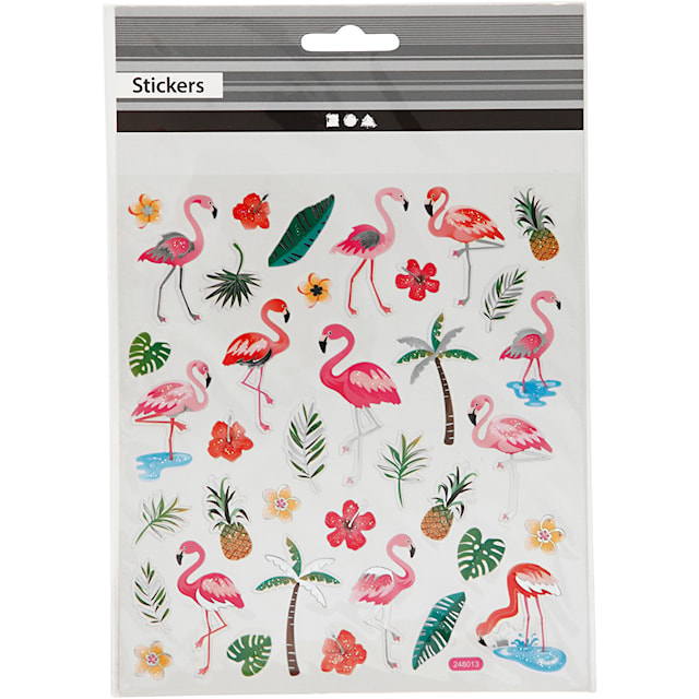 Tuotekuva 2 - Tarrat, flamingot, arkki 15x16,5 cm, ca. 37 kpl, 1 ark