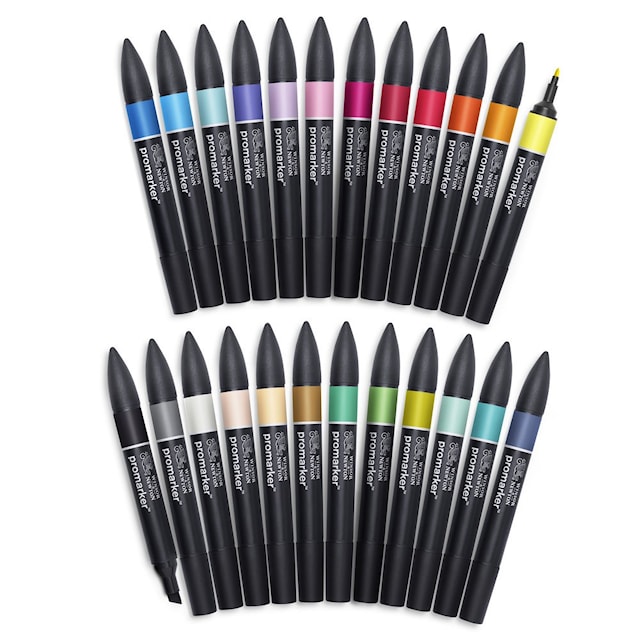 Tuotekuva 1 - Promarker -sarja 24 kpl "Arts & Illustration" merkkauskynää käytännöllisessä laukussa Winsor & Newton