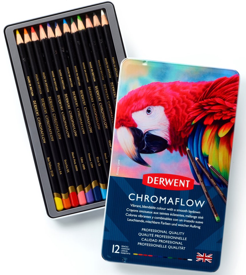 F&auml;rgpennor Mjuka Chromaflow i metalll&aring;da 12-pack Derwent