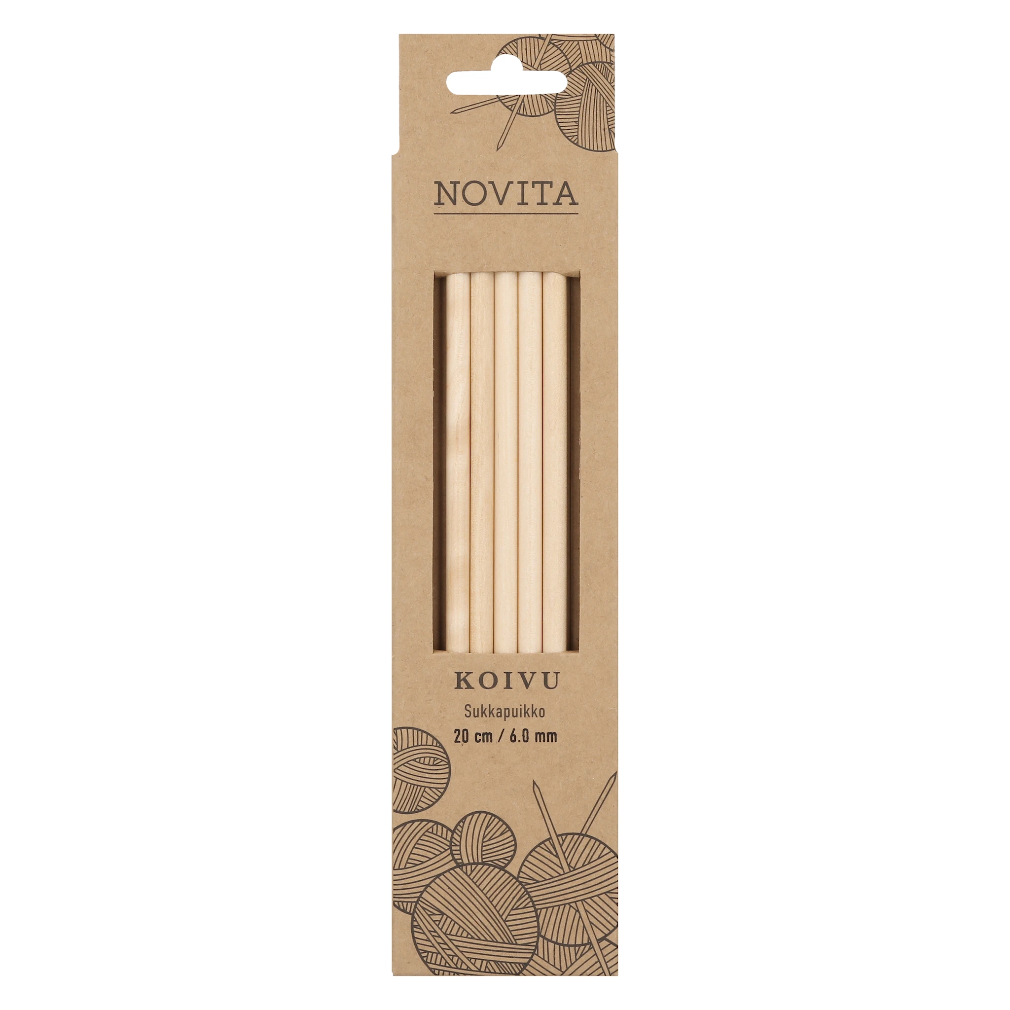 Tuotekuva ille Sukkapuikot 20 cm koivu 6.0 Novita