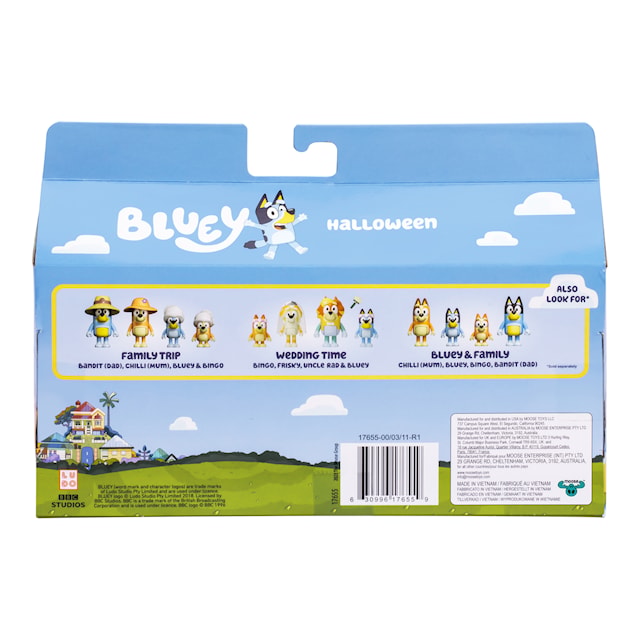 Tuotekuva 4 - Figuurit 4 kpl naamiaisteema Halloween Bluey