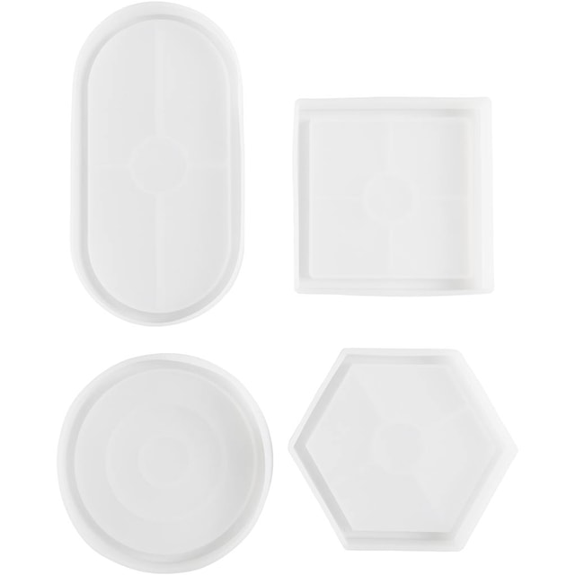 Produktbild 3 för Silikonform för gjutning fyrkant, cirkel, sexkant och oval 9-11,2 cm 4-pack Creativ Company