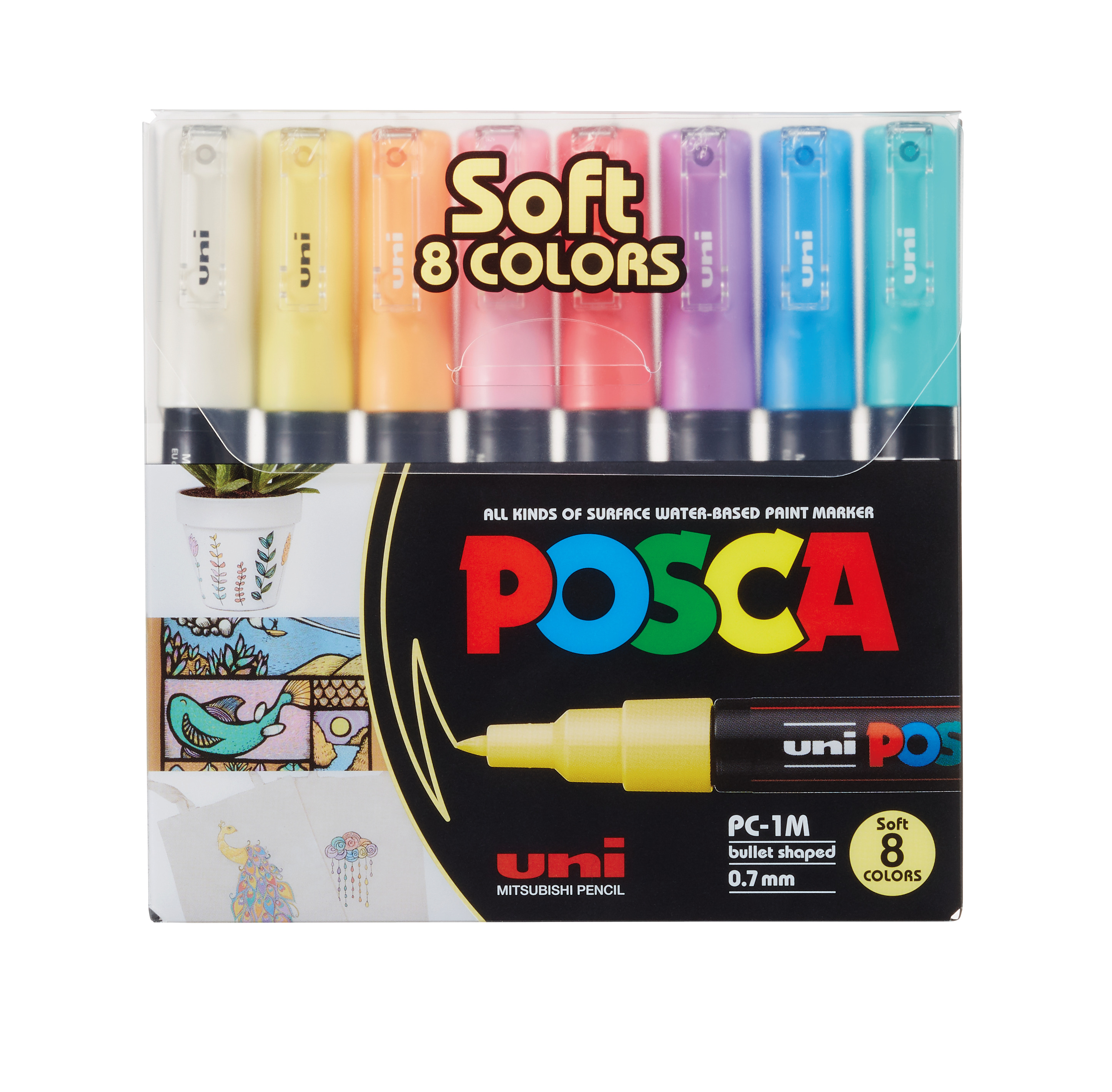 Posca Marker Set 8-p Soft Colors PC-1M Spets 0,7-1,3 mm