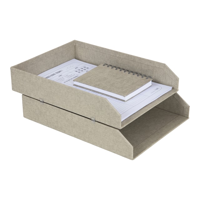 Tuotekuva 2 - Kirjakori Pinottava Linen 2-pakkaus Bigso Box of Sweden