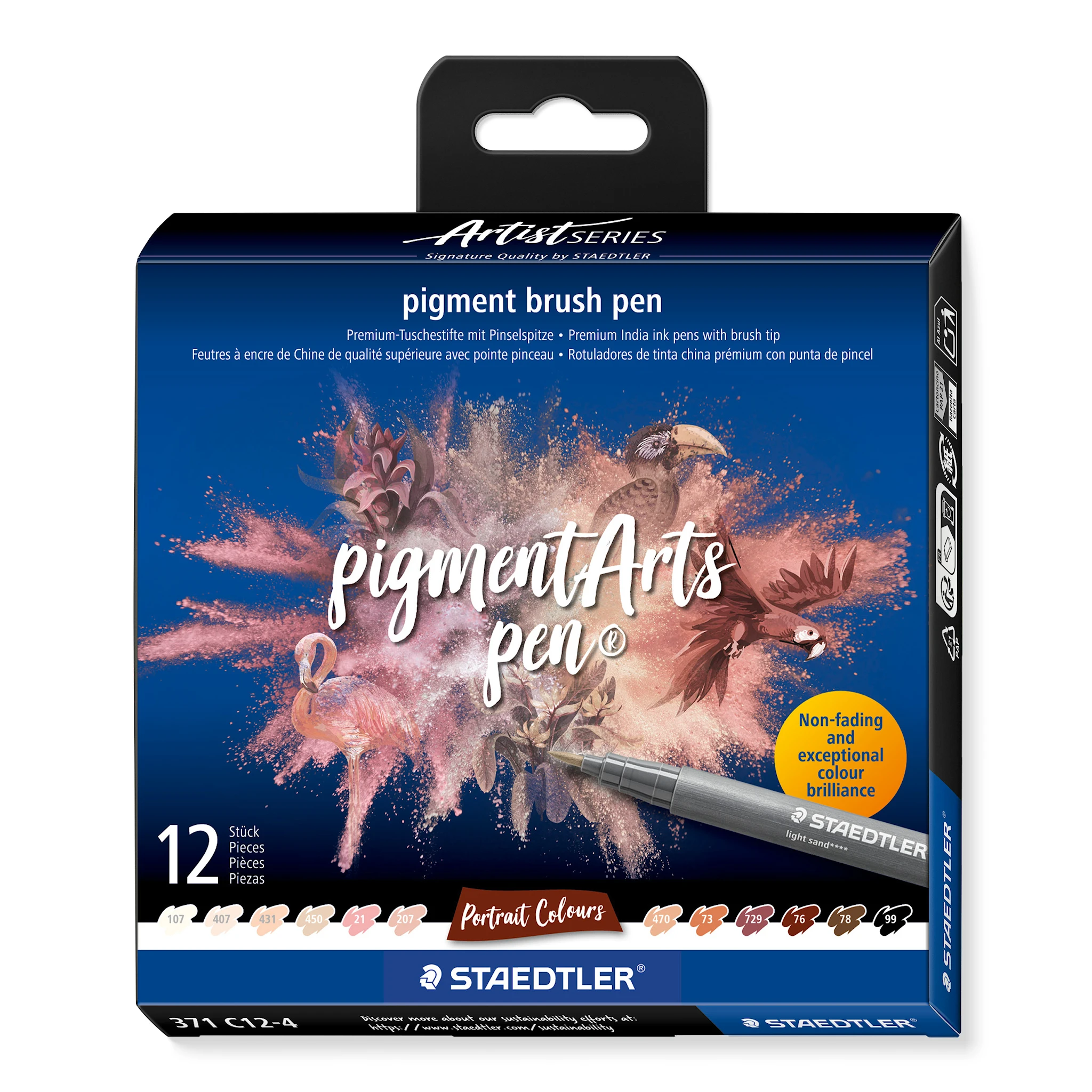 Produktbilde for Brushpen Pigment Portrett 12-pakning Staedtler